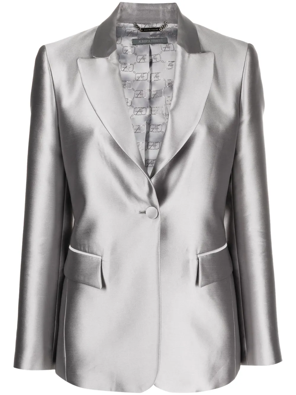 

Однобортный блейзер Alberta Ferretti, серый