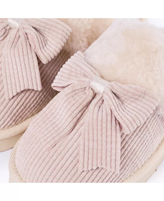 Женские тапочки с бантом и царапинами Minnetonka, коричневый/бежевый — фото 3