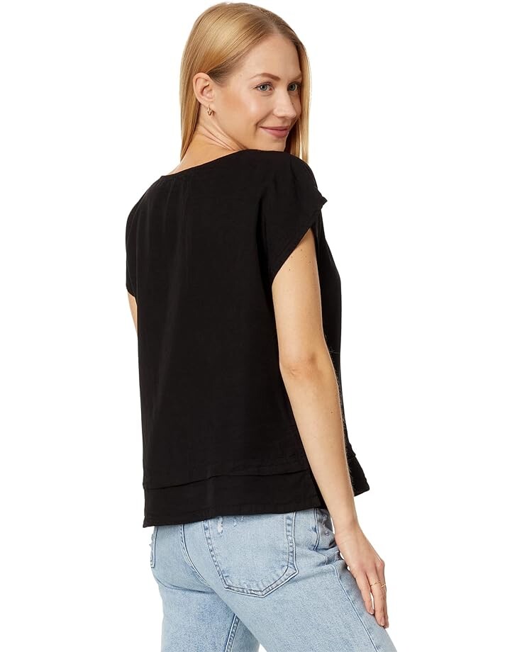 

Блуза Mod-o-doc Tencel Short Sleeve Wide Neck Double-Layer Blouse, черный