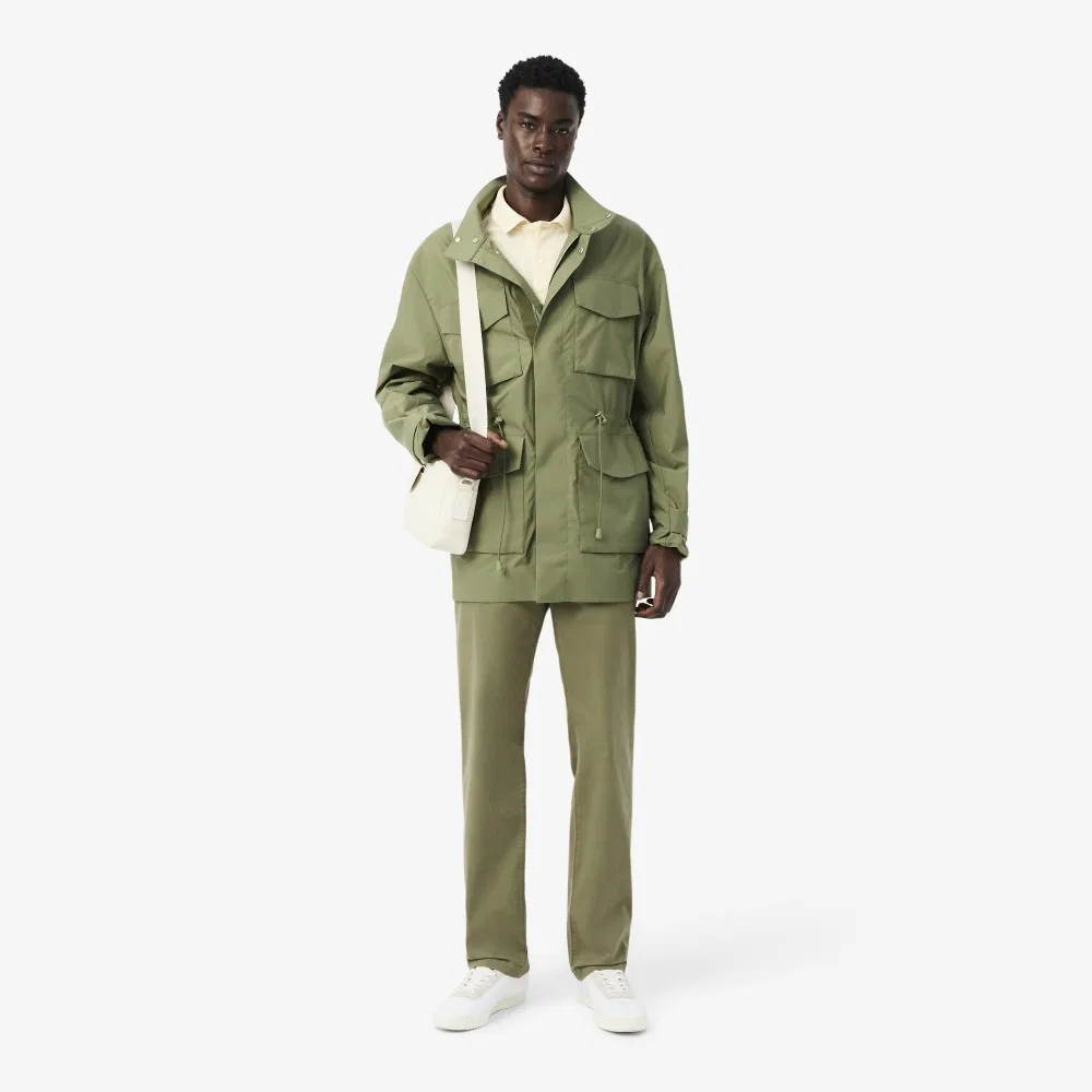 Мужские брюки чинос прямого кроя цвета хаки от Lacoste — фото 4