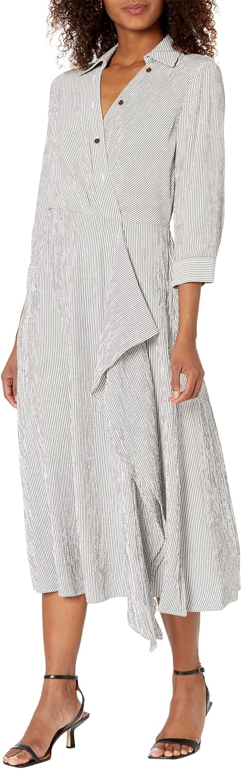 

Платье-воротник Calvin Klein Gauze с драпированной юбкой, Twilight Cream