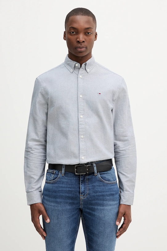 

Хлопковая рубашка Tommy Jeans, темно-синий