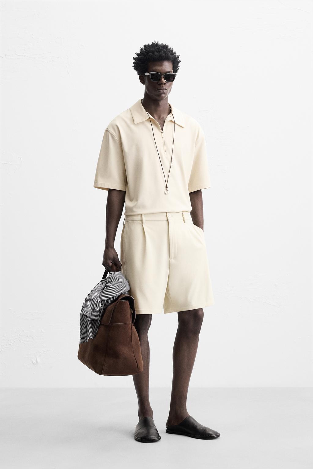 

Комфортные шорты-бермуды обычной посадки ZARA, экрю