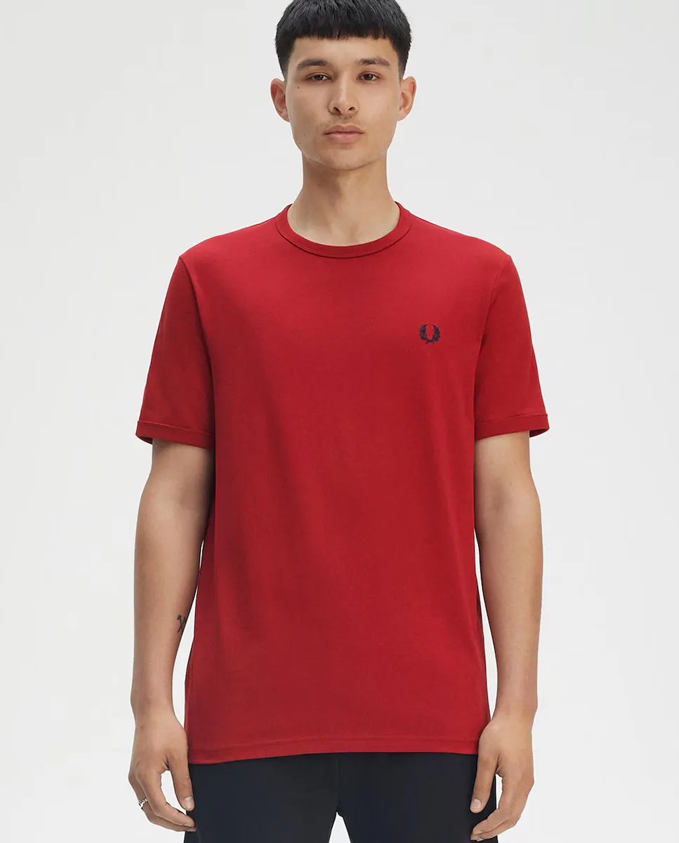 

Мужская футболка с короткими рукавами и круглым вырезом Fred Perry, красный