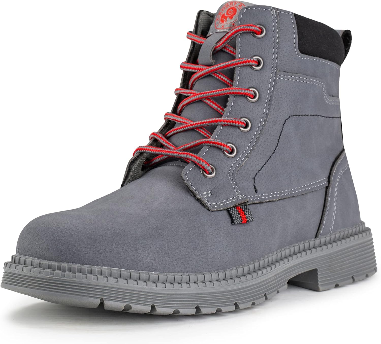 

Мужские стальные ботинки ANGRYRAM с защитным носком, удобные водонепроницаемые ботинки, противоскользящие легкие защитные туфли, рабочая обувь для мужчин, серый