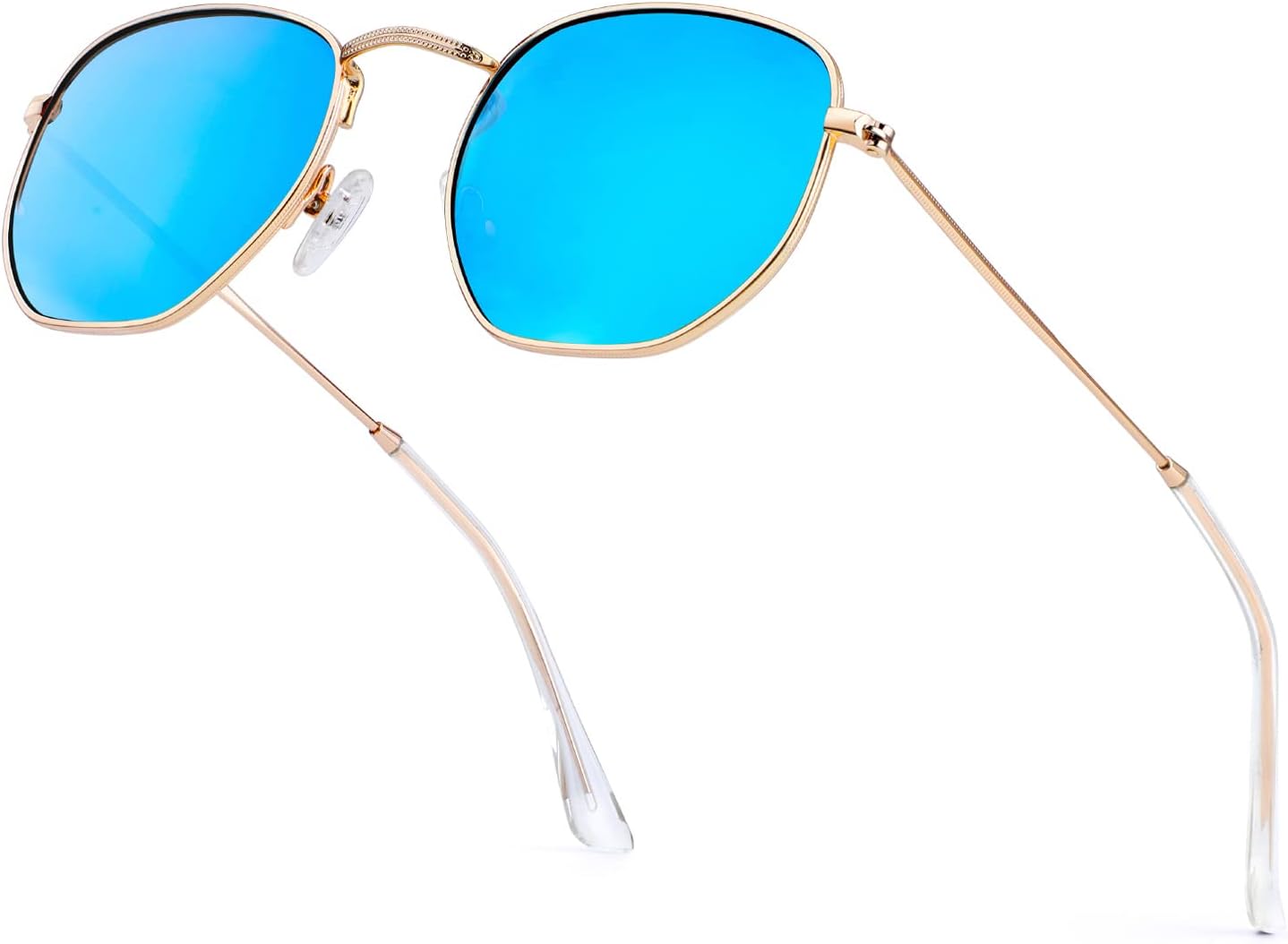 

Солнцезащитные очки KALIYADI для женщин и мужчин, поляризованные, квадратная форма, защита от УФ-излучения, модная шестиугольная металлическая оправа, A6 Gold/Blue (Hexagonal)