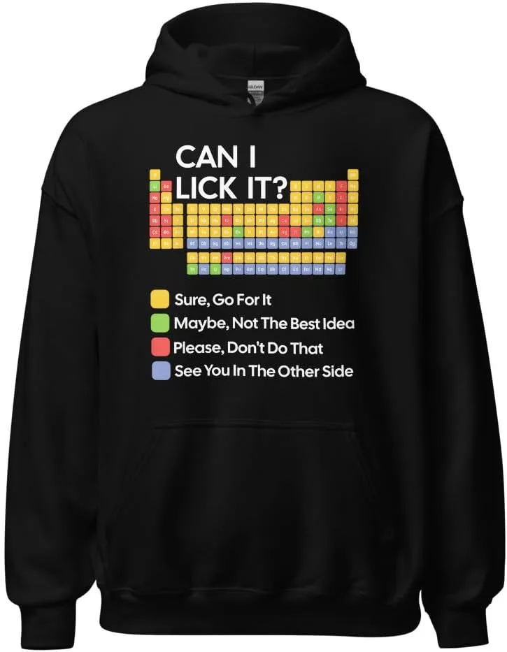 Толстовка Funny Periodic Table of Elements Unisex, Can I Lick It Generic, черный