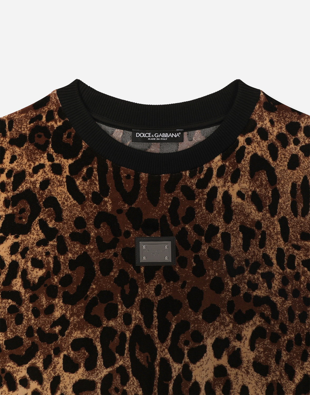 Свитшот Dolce & Gabbana Round-Neck Chenille With Jacquard Leopard Design, мультиколор — фото 3