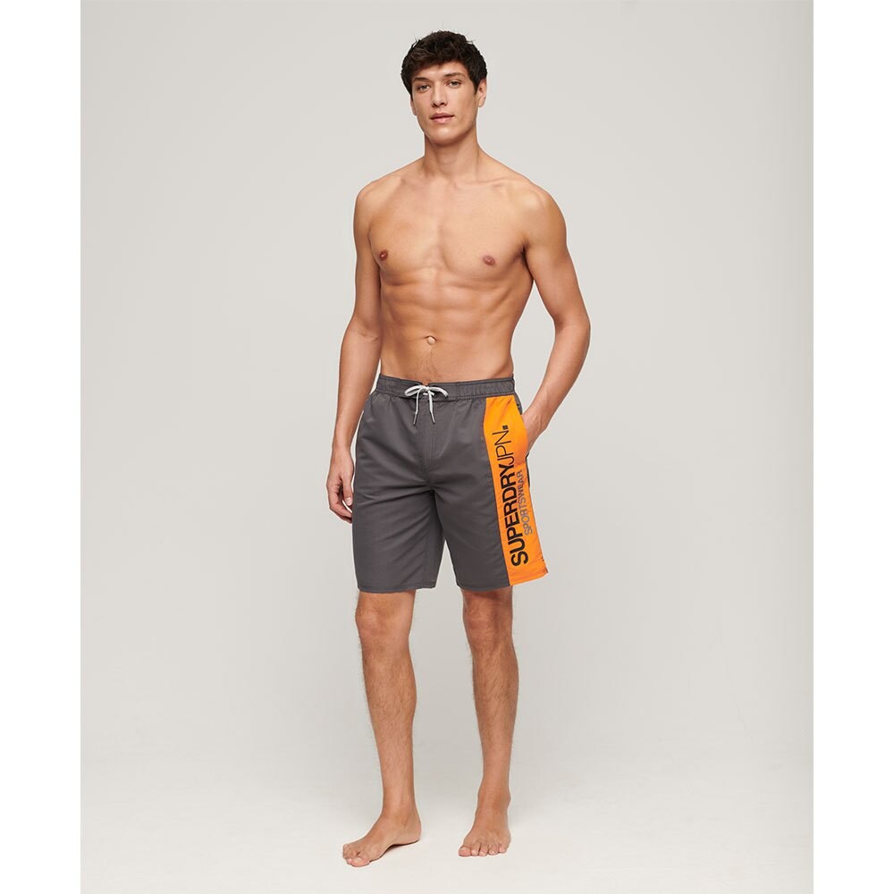 Шорты для плавания Superdry Sportswear Logo 19´´ Swimming Shorts, серый — фото 4