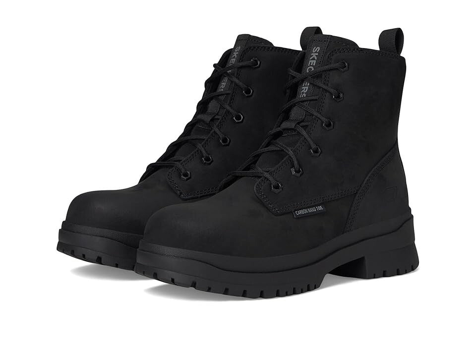 

Skechers Foxgrove Женские кожаные рабочие ботинки с мысом и памятью формы, черный