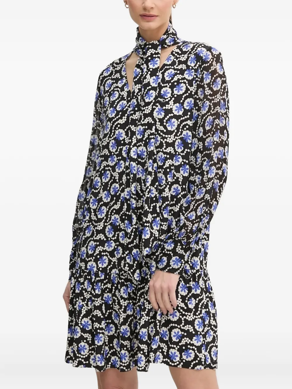 

Платье с цветочным принтом и завязкой на шее DVF Diane von Furstenberg, черный
