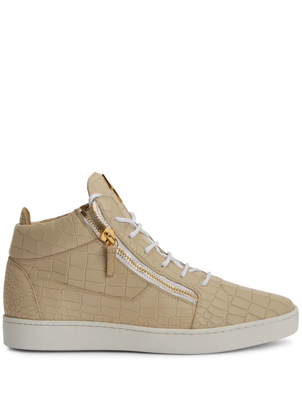 Кеды Frankie с тиснением под крокодила Giuseppe Zanotti, нейтральный