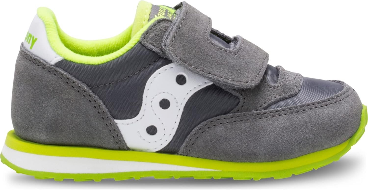 Кроссовки Saucony Unisex-Child Originals Jazz на липучке (для малышей/детей младшего возраста), белый/серый