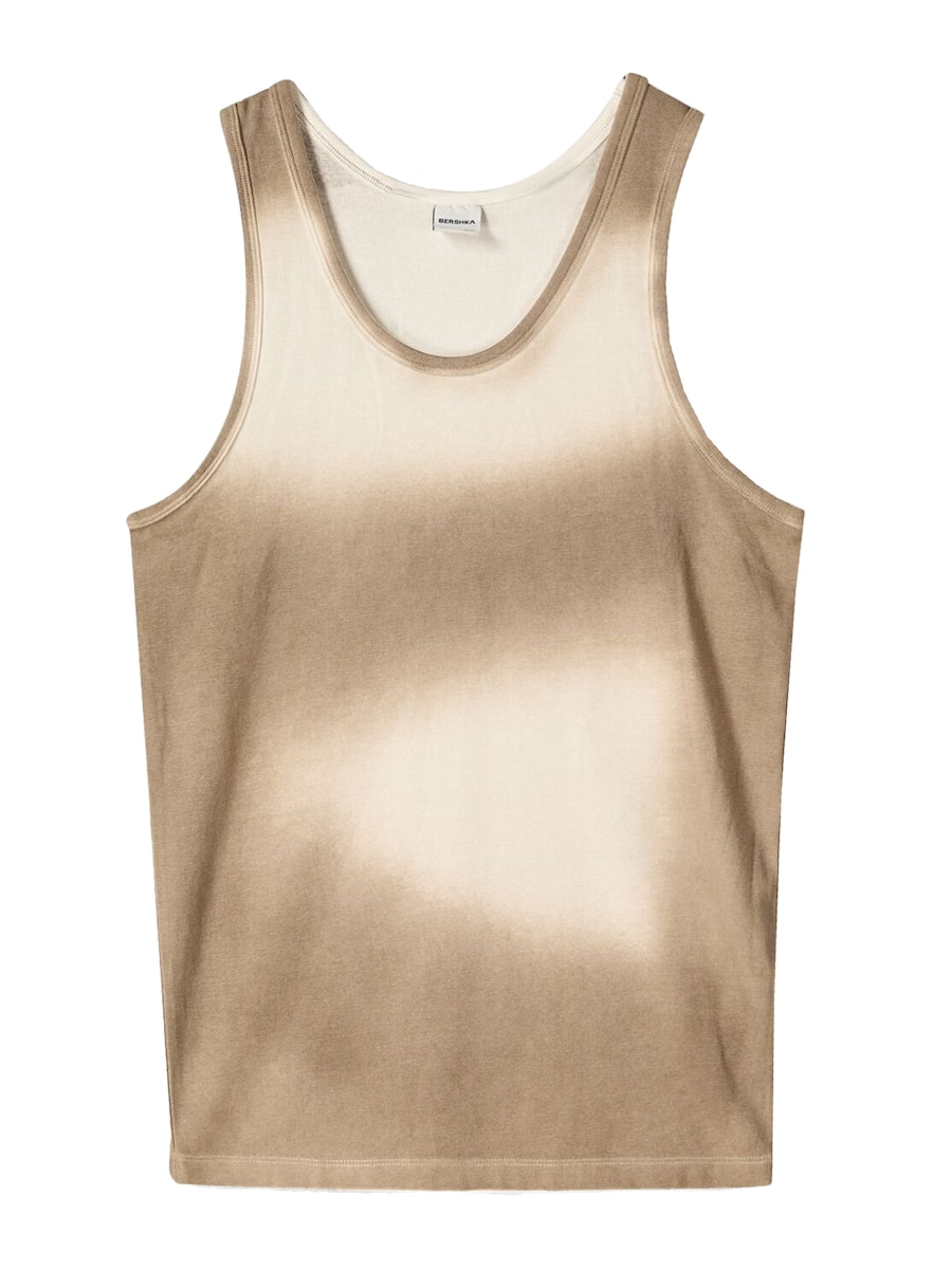 

Рубашка Bershka, светло-бежевый/темно-бежевый