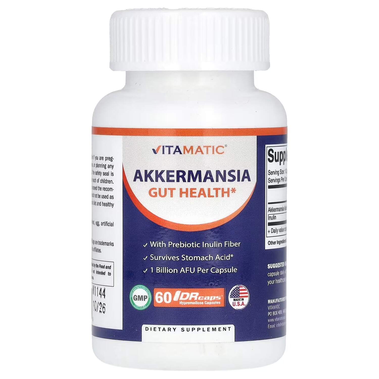 

Добавка Vitamatic Akkermansia 1 миллиард КОЕ, 60 капсул
