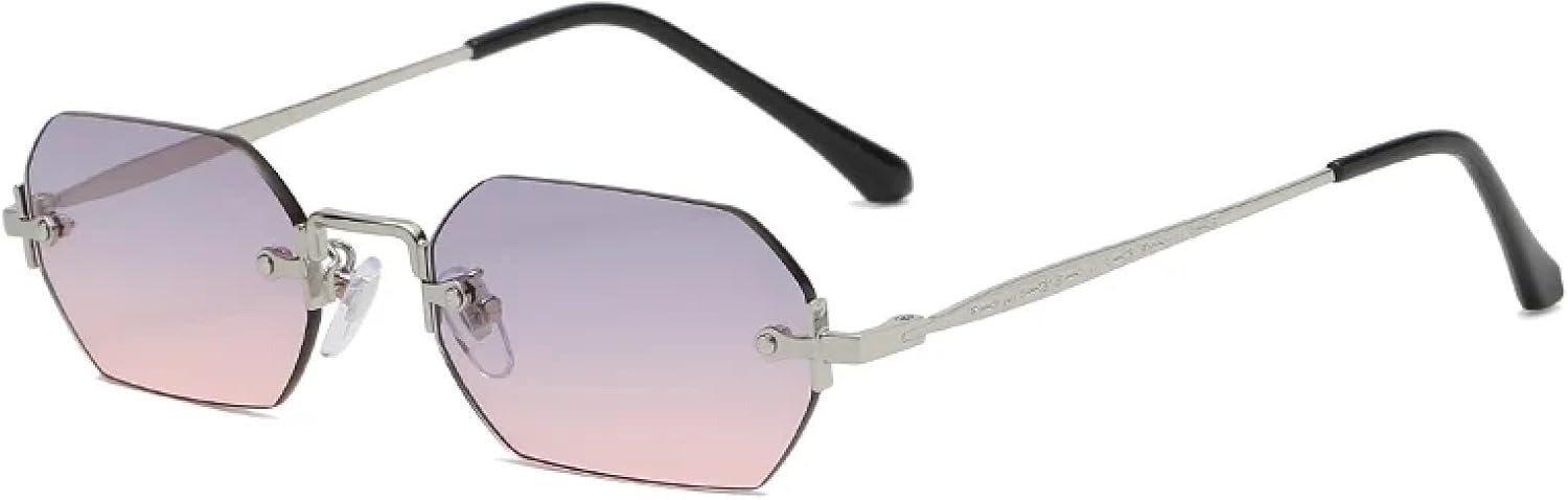 

Солнцезащитные очки с защитой от УФ-излучения UV400 | Маленькие без оправы, серый градиент | Для женщин и мужчин, для занятий спортом на открытом воздухе и вождения DSVIGF, Blue Pink