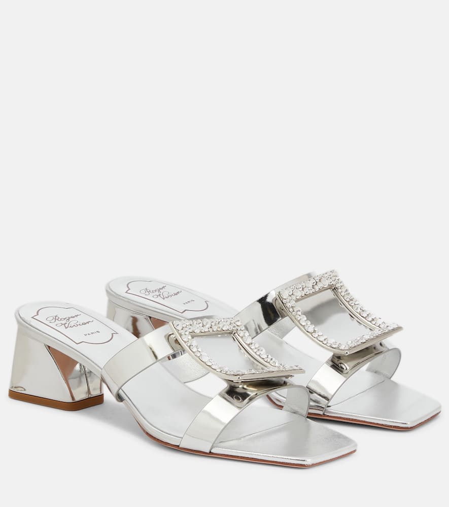 Босоножки Bikiviv' 45 из металлизированной кожи Roger Vivier, Argento