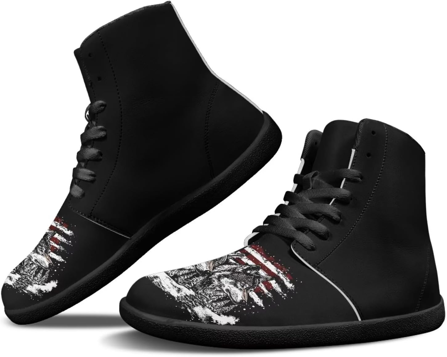 Мужские сандалии Barefoot из ПУ-кожи, комфортная платформа, широкий носок, для взрослых мужчин, для прогулок на природе и трекинга, размеры US 5-14 Quxjehoe, American Flag Wolves — фото 4