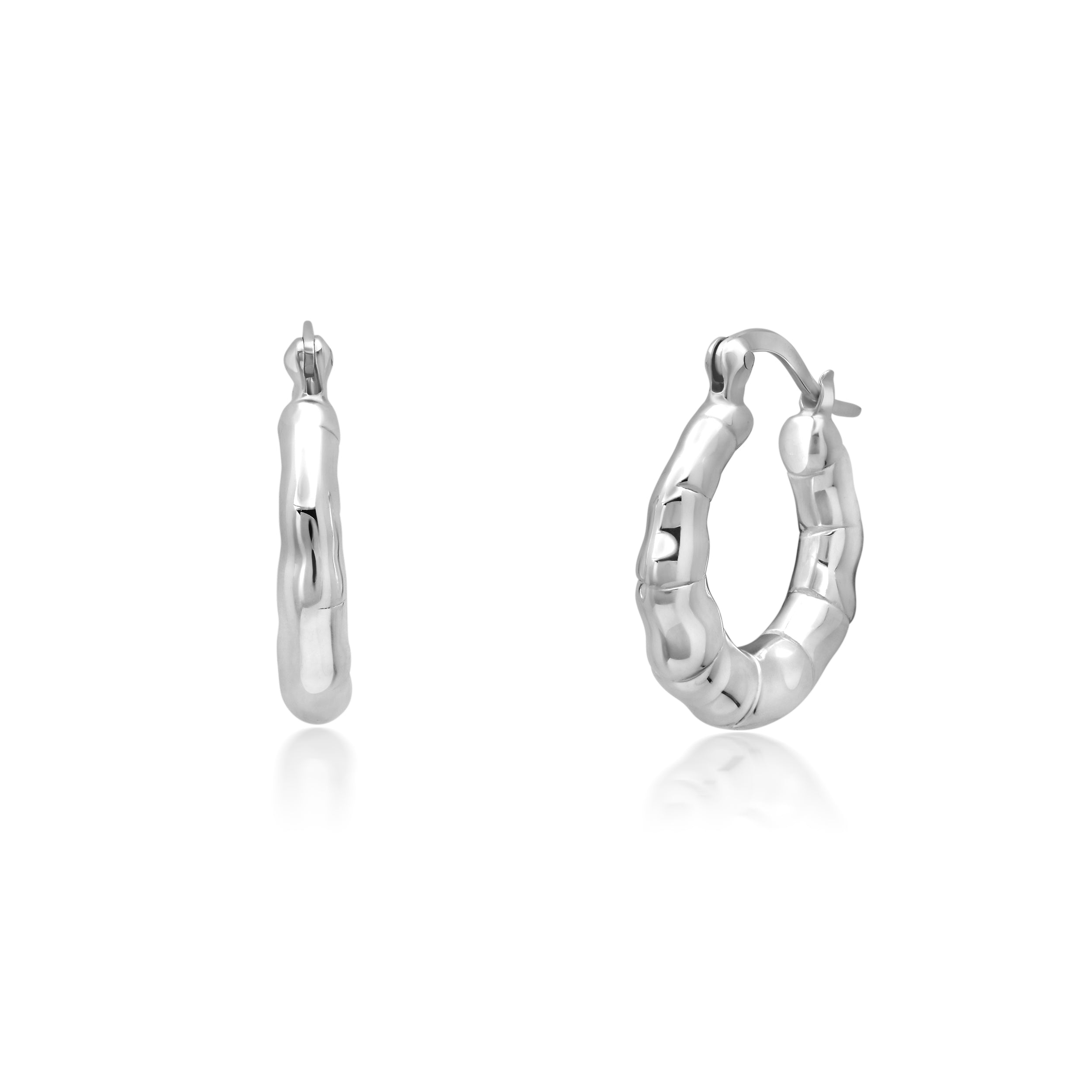 

Серьги-кольца из стерлингового серебра с круглыми бамбуковыми секциями Maxcolor, серебряный