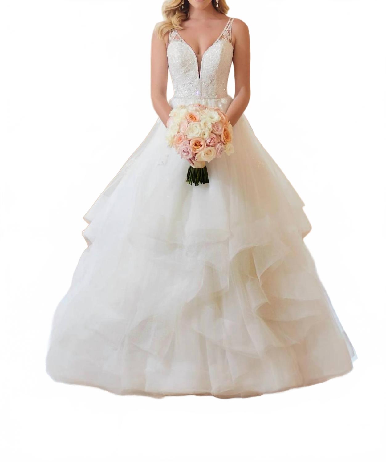 

Сверкающее платье для свадьбы с пайетками и пышной юбкой в цвете айвори/москато/порселен Stella York, слоновая кость