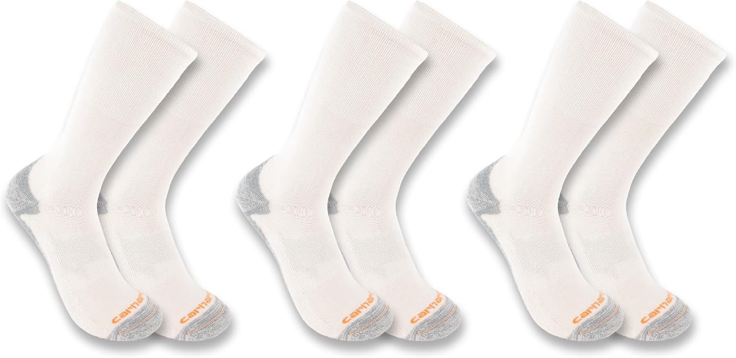 

Carhartt мужские SC8023M средние хлопковые носки Comfort Crew 3 пары, White