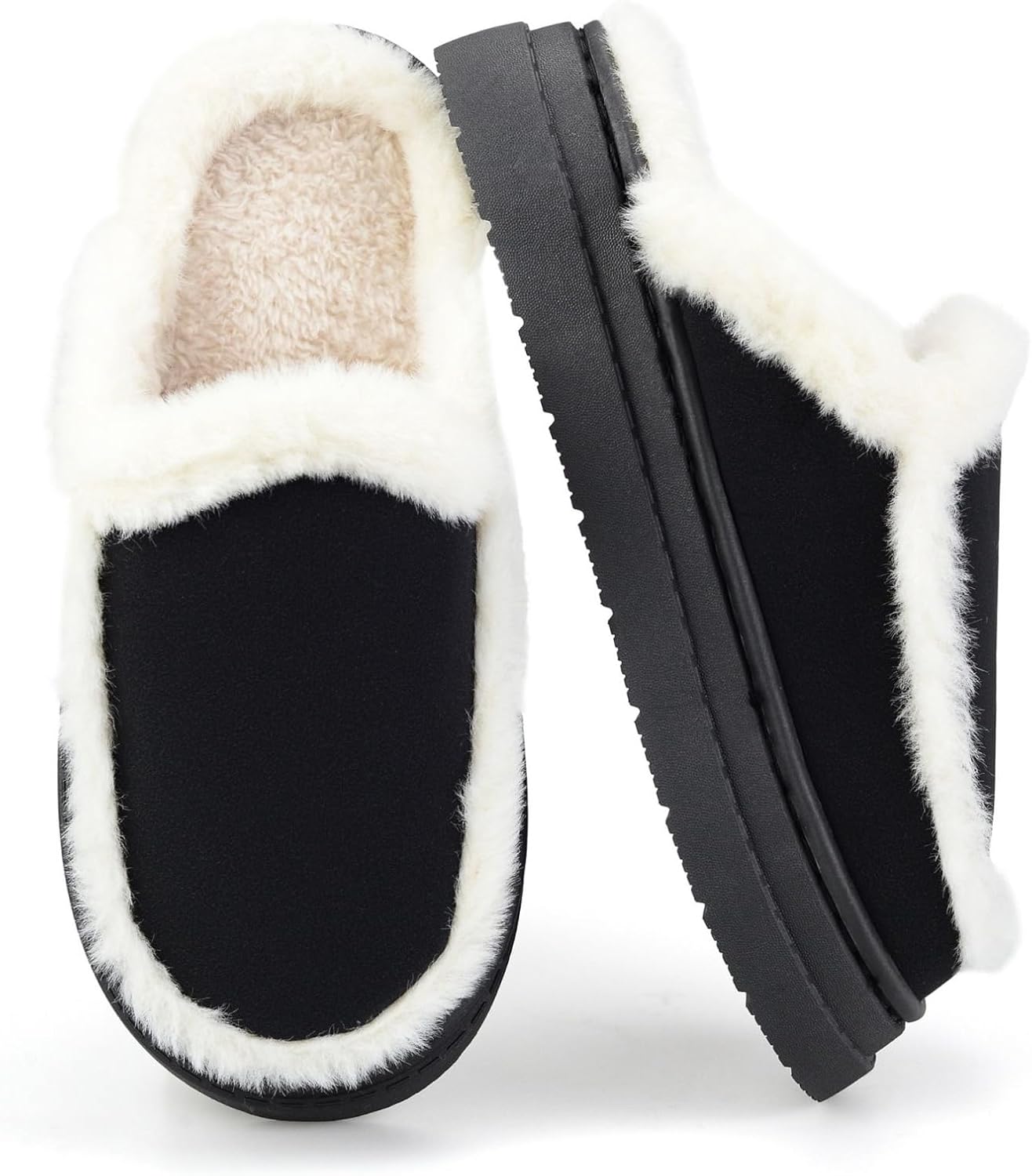 

Мягкие тапочки для женщин и мужчин - домашние туфли на платформе с плюшевой подкладкой и противоскользящей подошвой для комфортного использования дома и на улице Beranmey, черный