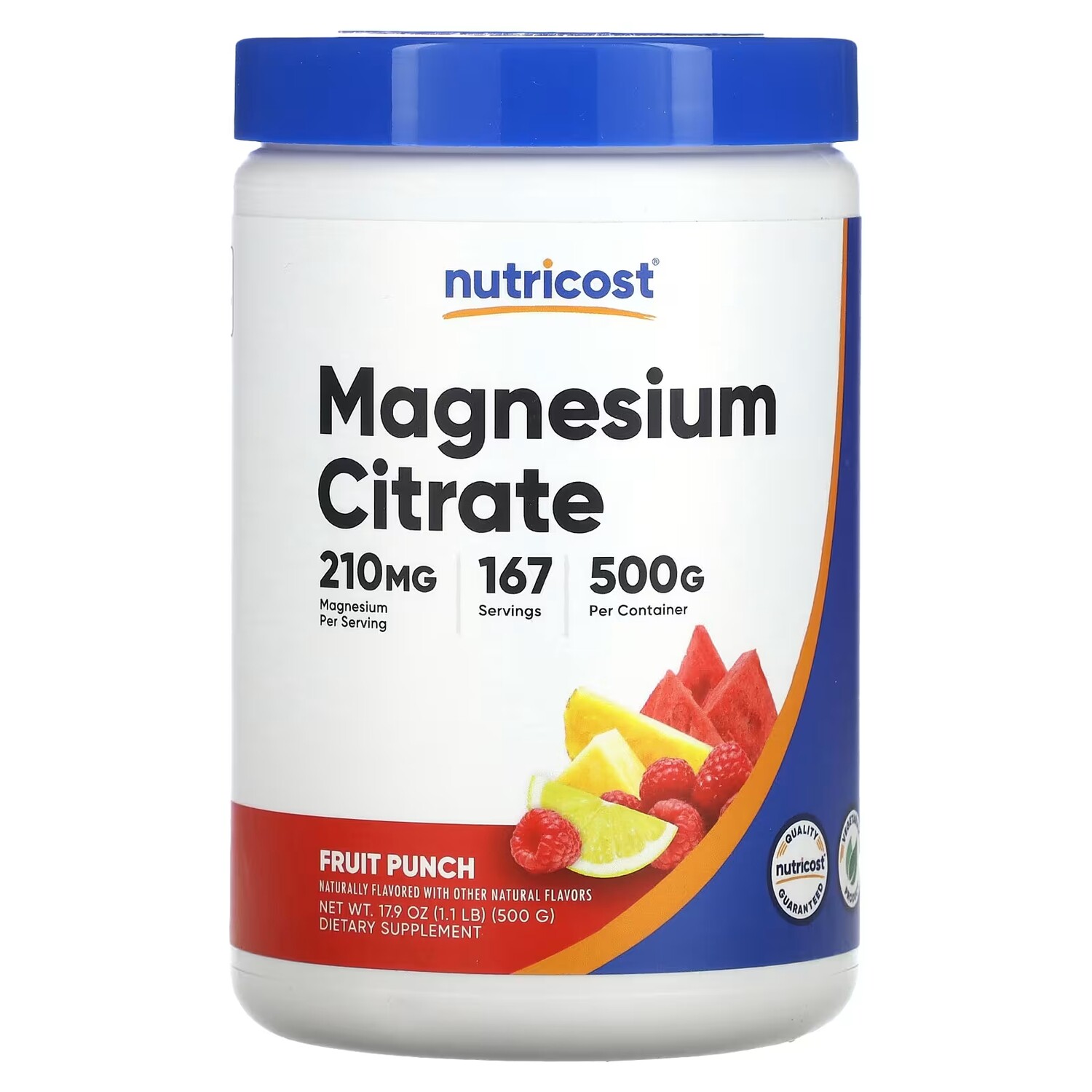 

Магний цитрат Nutricost со вкусом фруктовый пунш, 500 г