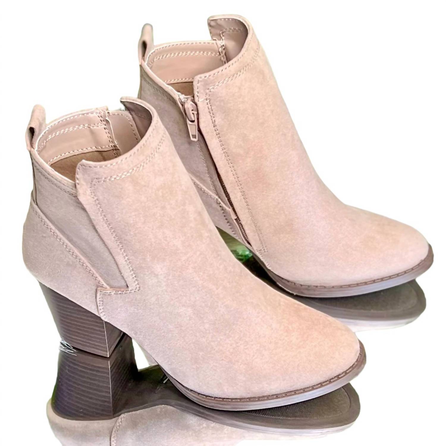 Замшевые ботильоны на толстом каблуке в серо-коричневом цвете Mars Sky Shoes
