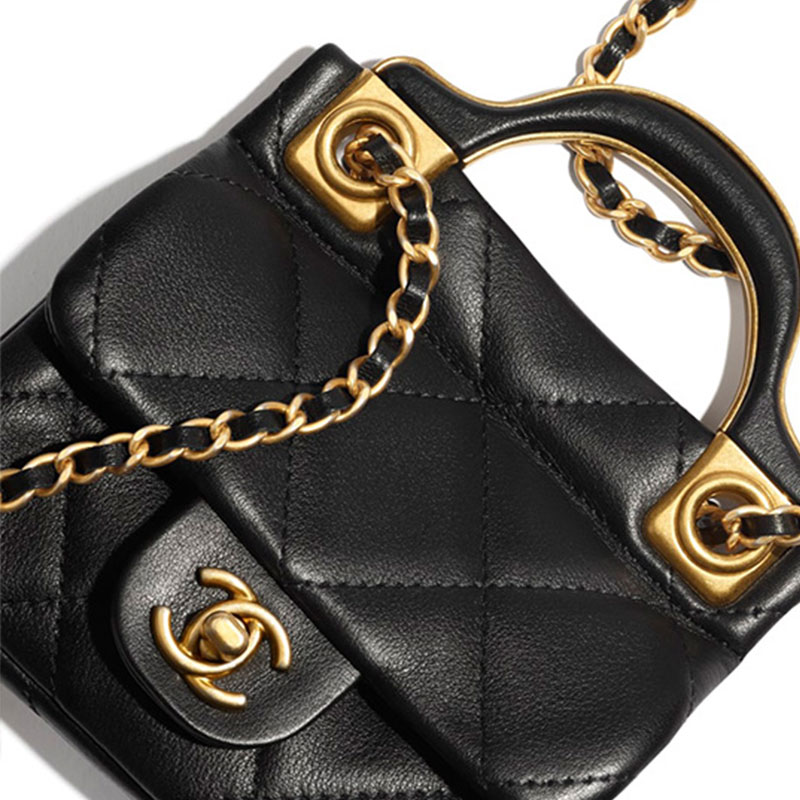 CHANEL Мини-сумка из коровьей кожи, клатч, сумка через плечо, кроссбоди, картхолдер Women's Black — фото 3