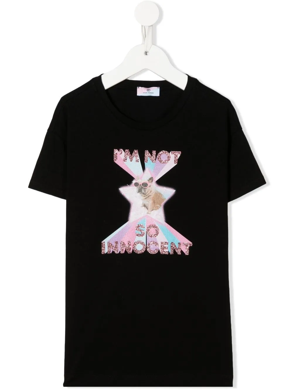 

Футболка с надписью и блестками Chiara Ferragni Kids, черный