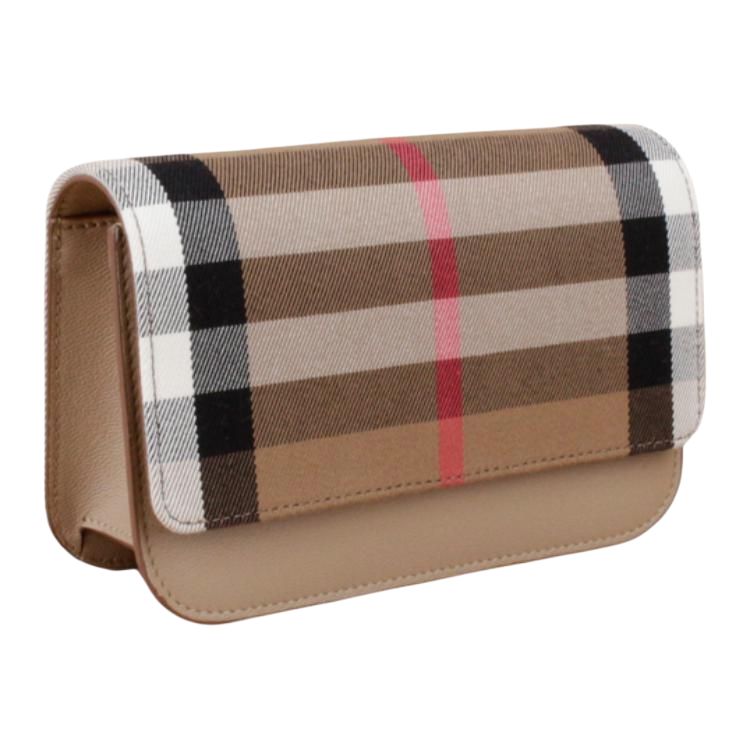Женская сумка кроссбоди Burberry из холста, каштаново-рисового оттенка — фото 4