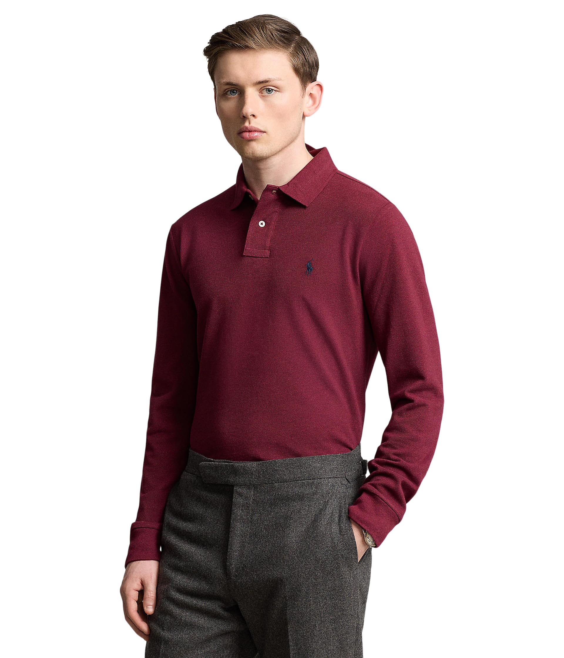

Рубашка Polo Ralph Lauren Classic Fit Mesh Long-Sleeve Polo Shirt, Vintage Port Heather