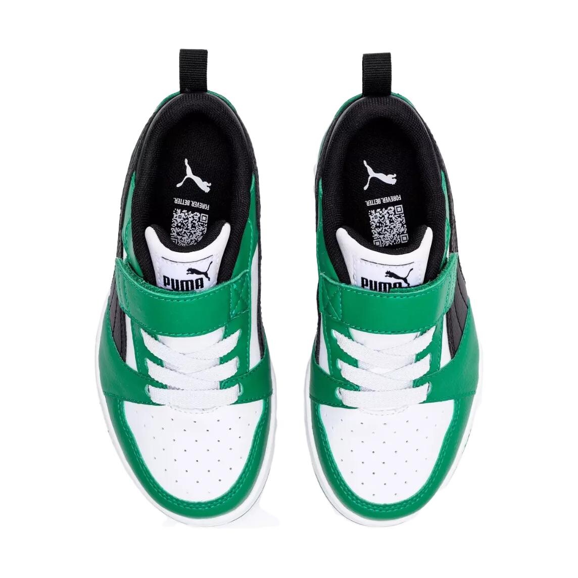 Rebound V6 Kids Скейтбординг Кроссовки Детские Низкие Зеленые/Черные Puma, зеленый/черный — фото 3