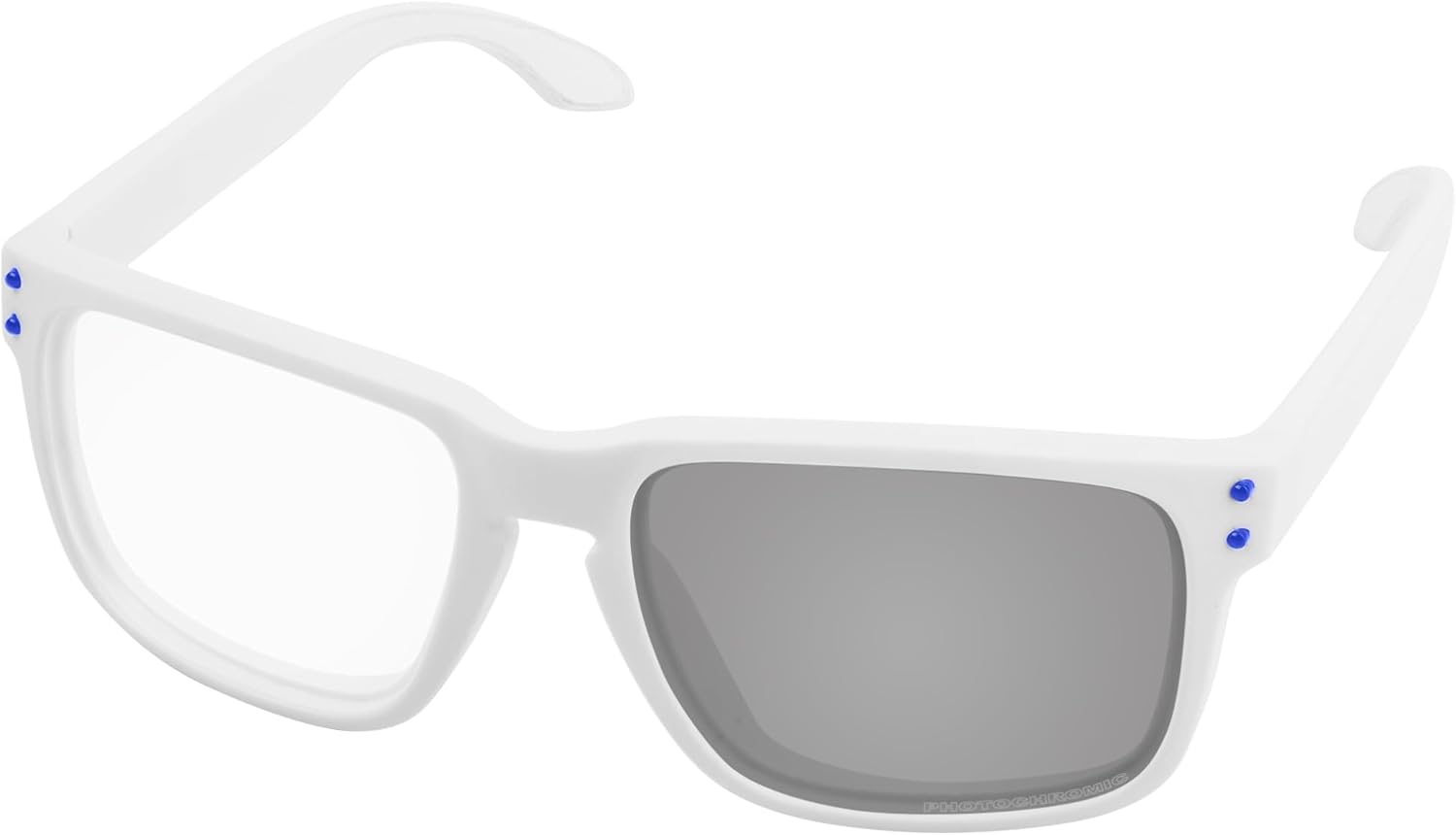 

Квадратные поляризованные солнцезащитные очки для мужчин и женщин, для активного отдыха, вождения, езды на велосипеде, с линзами, защищающими от УФ-излучения UV400 LenzReborn, White Frame Blue Rivet Photochromic Lens