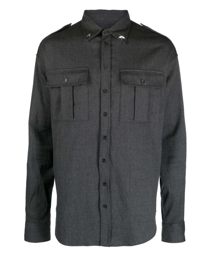 

Рубашка из шерсти антрацитово-серого цвета с заклепками в виде звезд. Dsquared2, серый