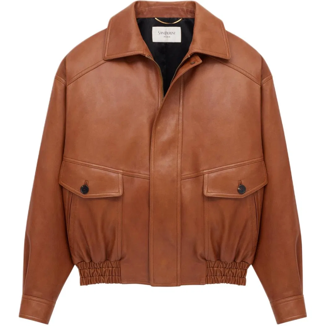 Кожаная куртка Saint Laurent FW25 Brown — фото 2