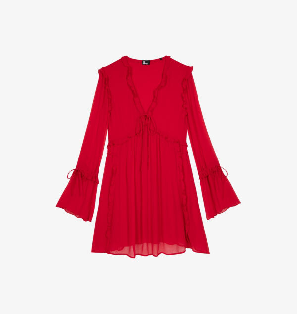 

Мини-Платье с длинными рукавами и оборками The Kooples, мультиколор