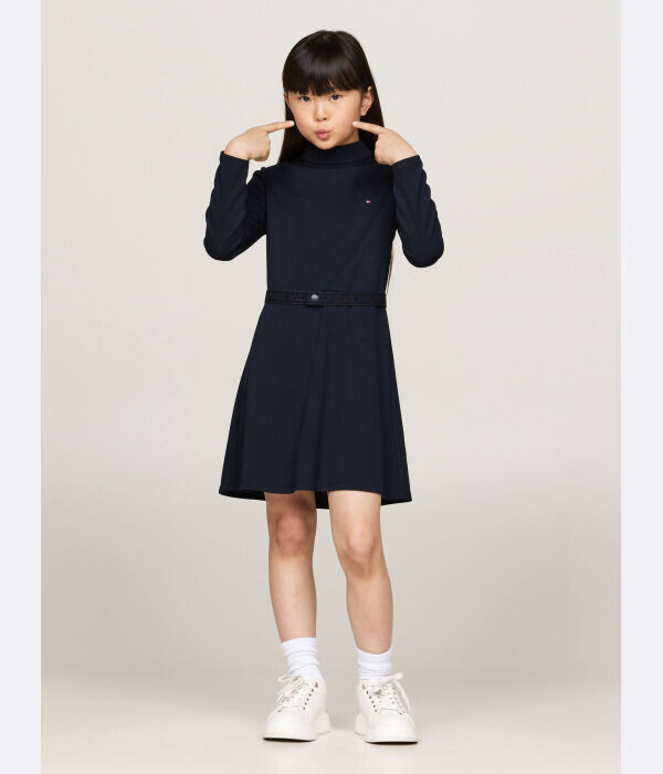 

Платье детское Tommy Hilfiger с воротником-стойкой и поясом, синий
