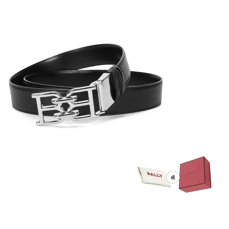 

BALLY Мужской кожаный ремень с гладкой пряжкой, Black