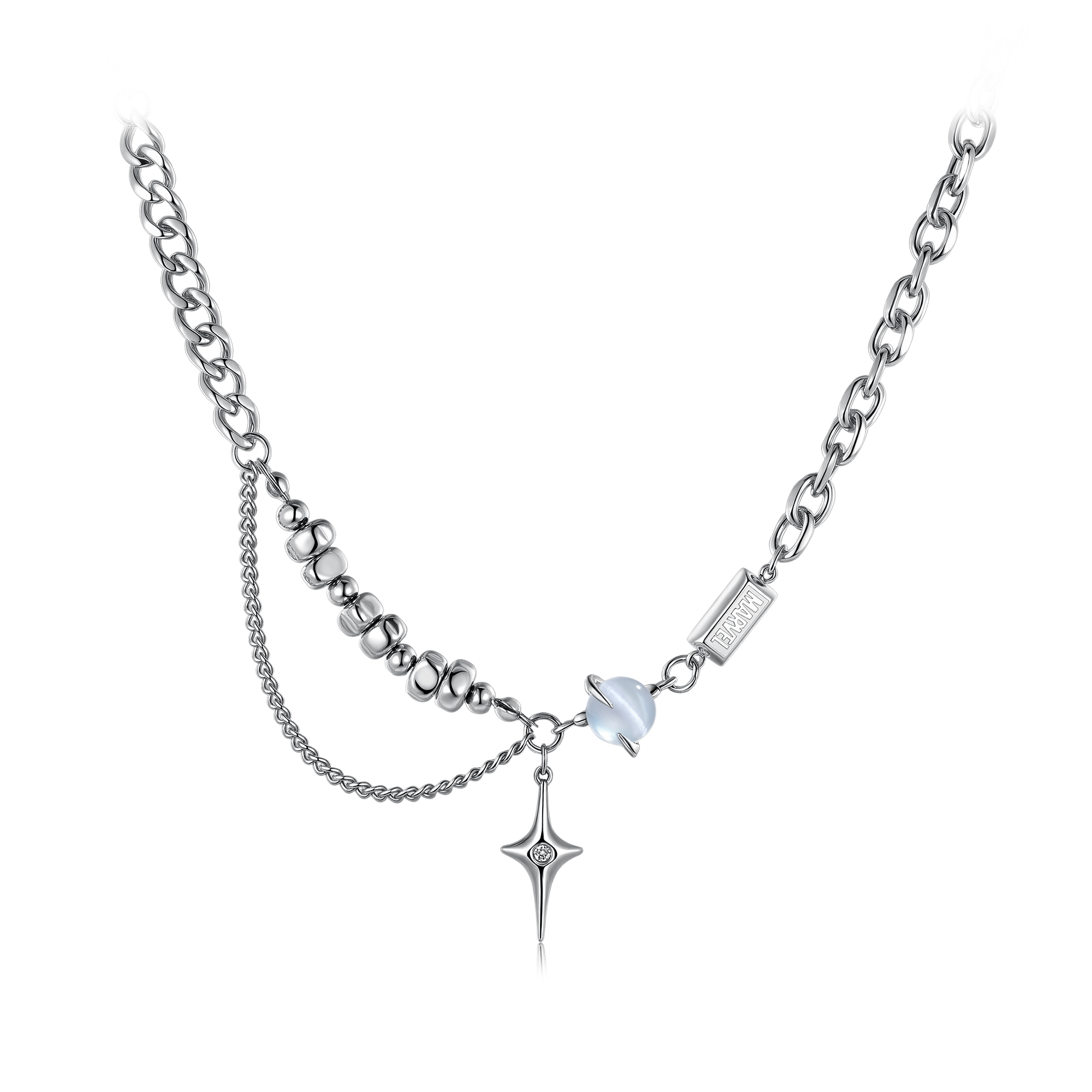 

Disney Титановое стальное колье унисекс серебристого цвета