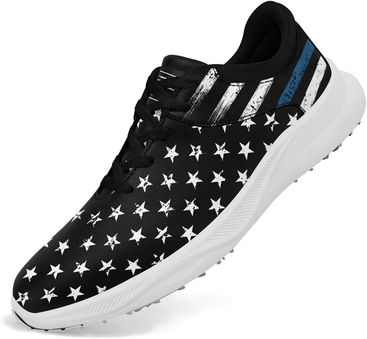 

Гольф-туфли без шипов для мужчин, дышащие кроссовки для гольфа для женщин с дизайном американского флага, спортивная обувь для ходьбы Onegam, белый/черный