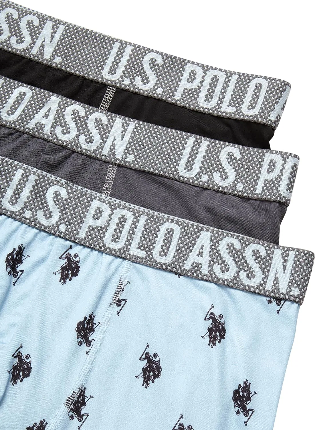 Боксеры, 3 шт., U.S. Polo Assn., темно-серый/небесно-печатный/черный — фото 3