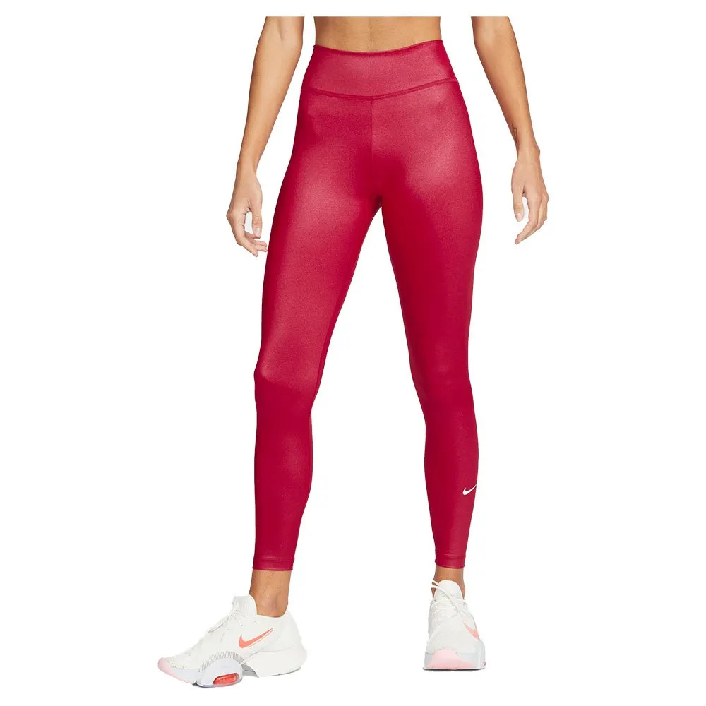 

Леггинсы Nike Dri Fit One Mid Rise Shine, красный