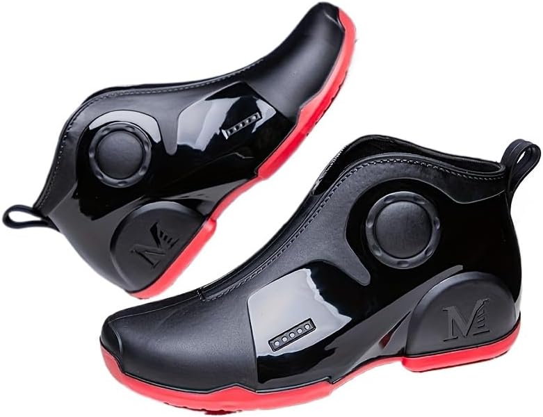 

Мужские водонепроницаемые резиновые сапоги Hhhchpm однотонного цвета, удобные нескользящие стойкие к износу водные обувь для дождливых дней и активного отдыха на улице, черный/красный