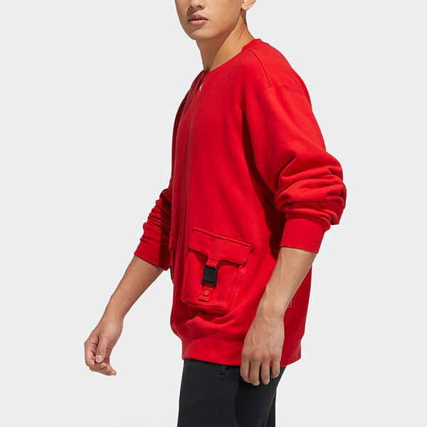 Толстовка adidas originals Cny Crew Series Cargo Pocket Round Neck Pullover Red, красный — фото 4