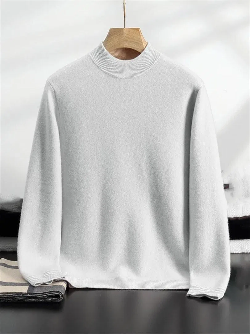 Мужской пуловер из 100% кашемира с высоким воротником, в стиле smart casual — фото 2