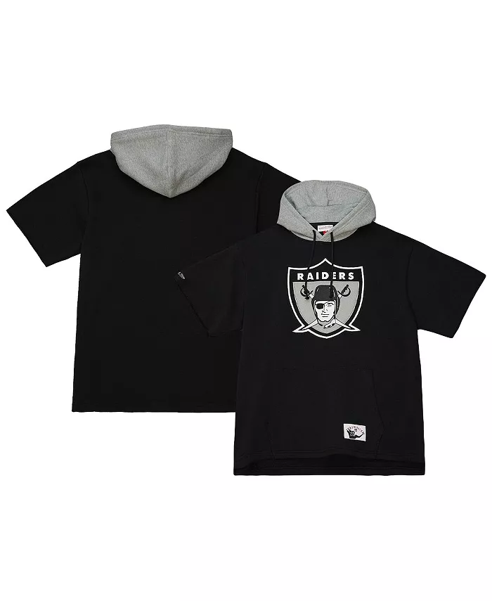 

Мужская черная худи с короткими рукавами Las Vegas Raiders Postgame Mitchell & Ness