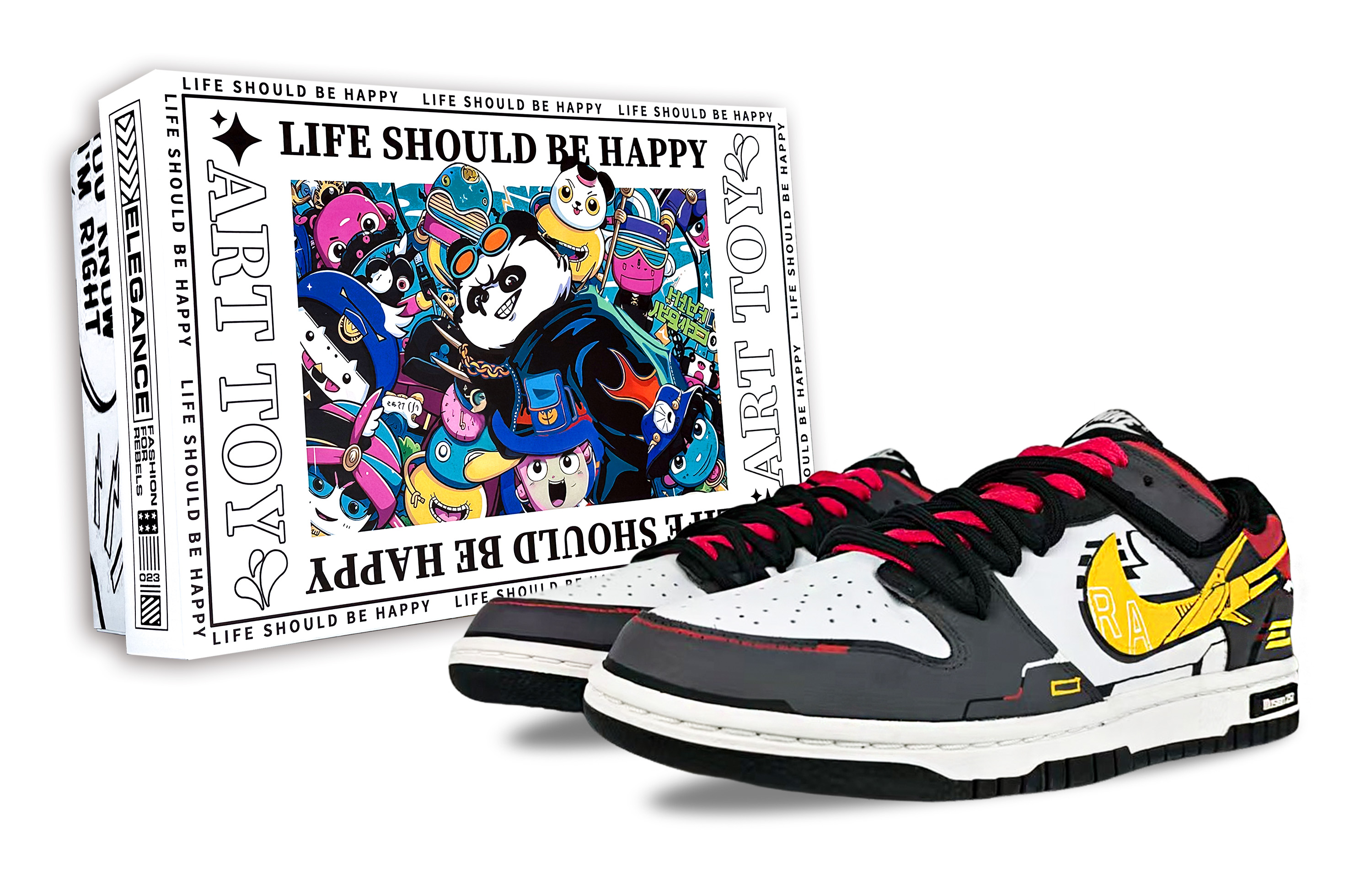 

Nike Кроссовки для скейтбординга Dunk Fairyland, Passionate Gundam, износостойкие, низкие, мужские, серые, красные, желтые