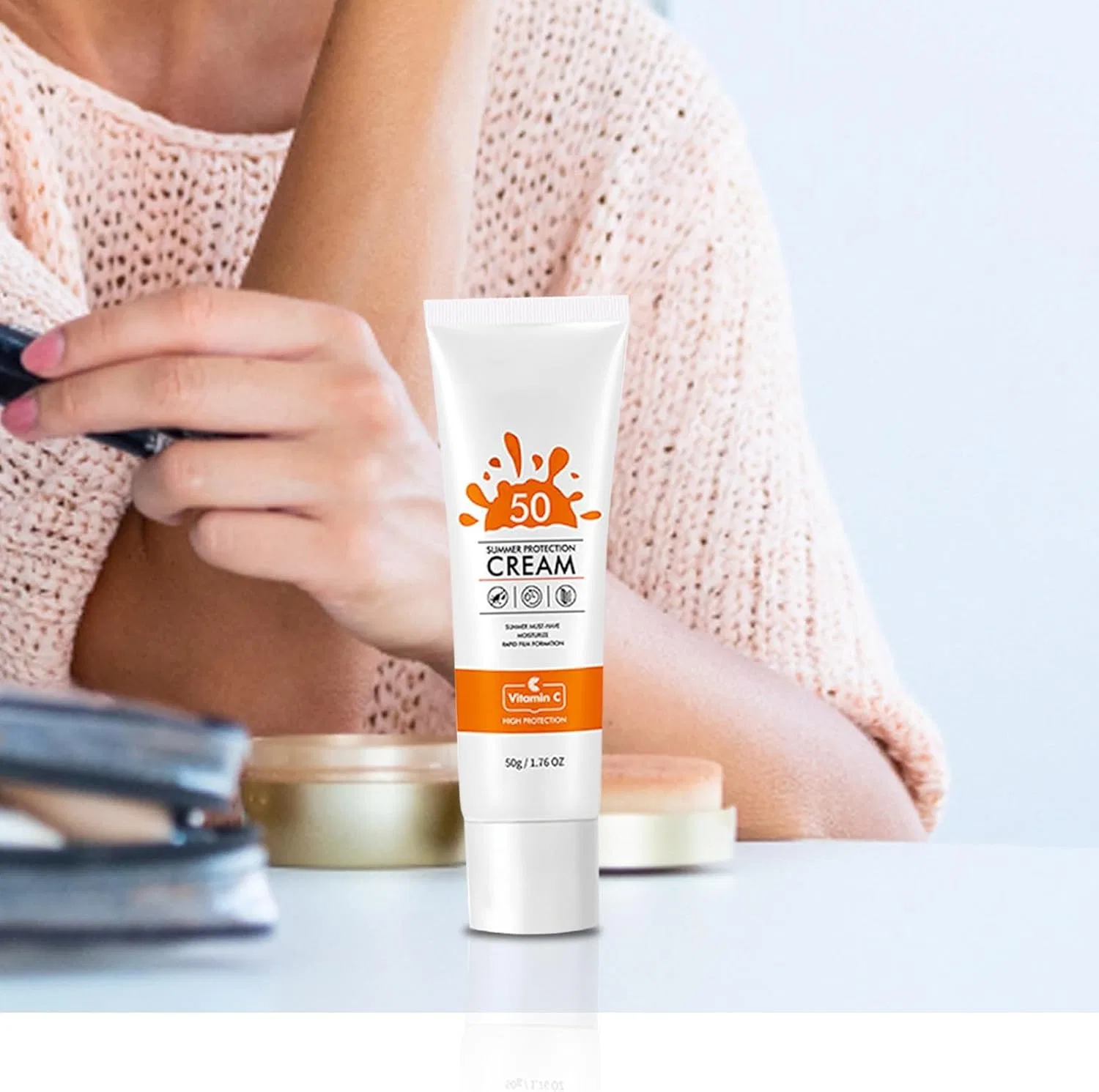 Солнцезащитный крем для лица и тела SPF, легкая текстура, Generic, 70 г, белый — фото 2