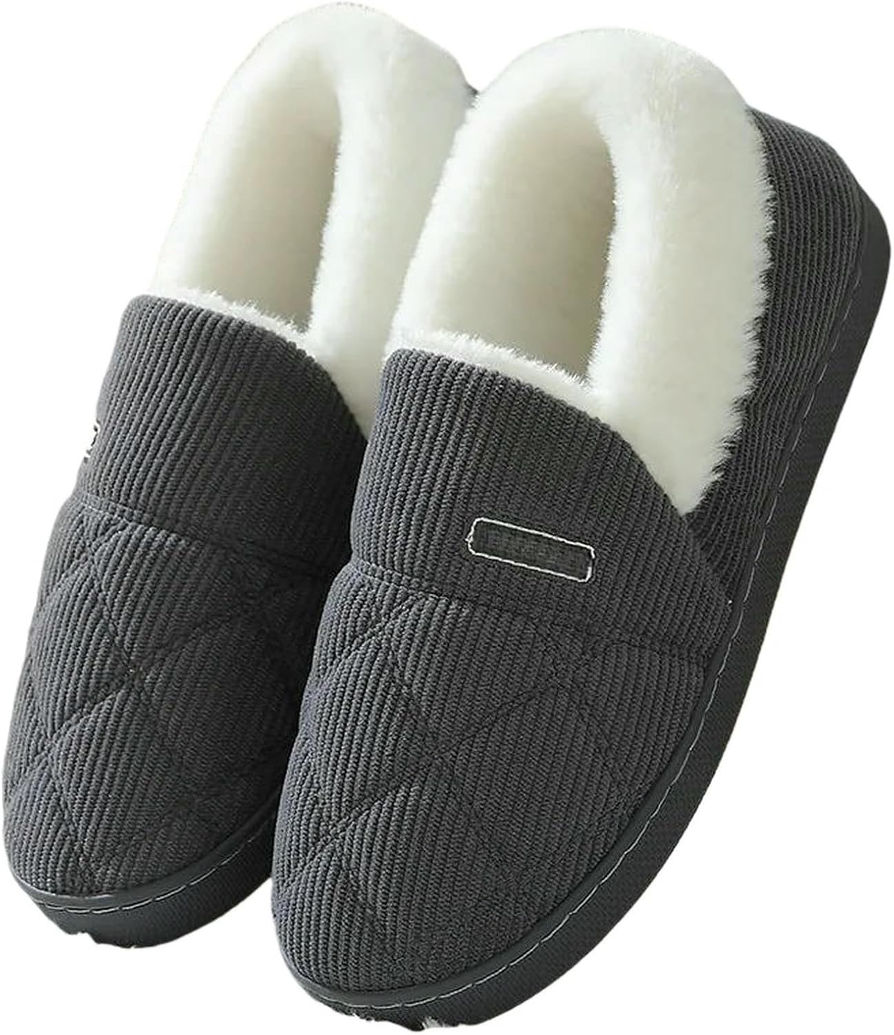 

Домашние хлопковые тапочки с мягкой подошвой, женские зимние плюшевые, мужские теплые хлопковые туфли Uebherv, серый